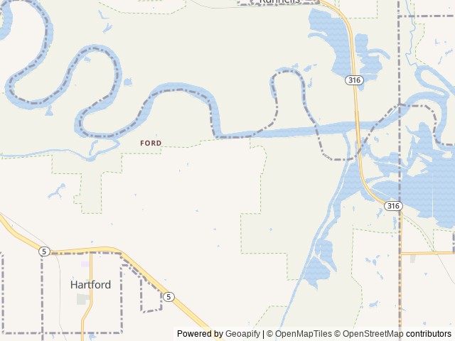 Map of River Oaks RV Park location at Hartford, IA, United States