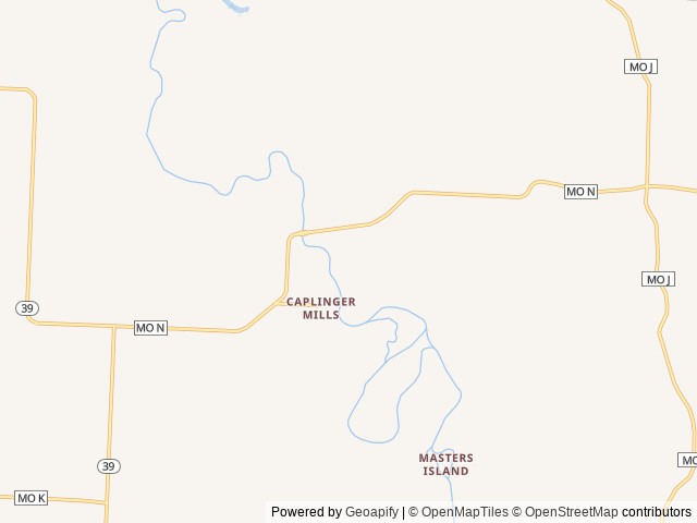 Map of Caplinger Woods RV & Campground location at Stockton, MO, United States