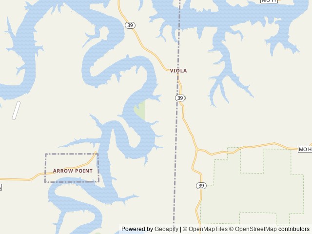 Map of Viola location at Shell Knob, MO, United States