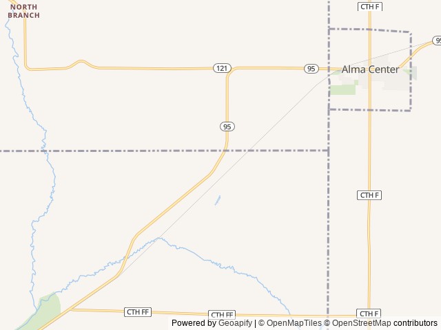 Map of Hixton / Alma Center KOA Holiday location at Alma Center, WI, United States