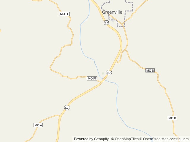 Map of Greenville Recreation Area location at Greenville, MO, United States