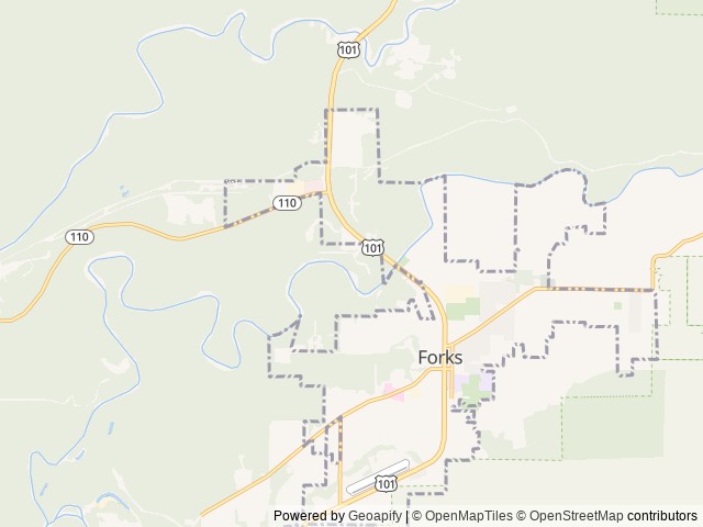 Map of Olympic Adventure Campground location at Forks, WA, United States