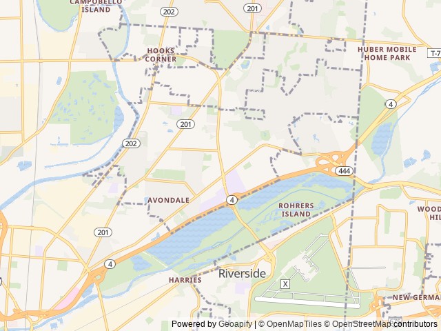 Map of Green Valley RV Park location at Dayton, OH, United States