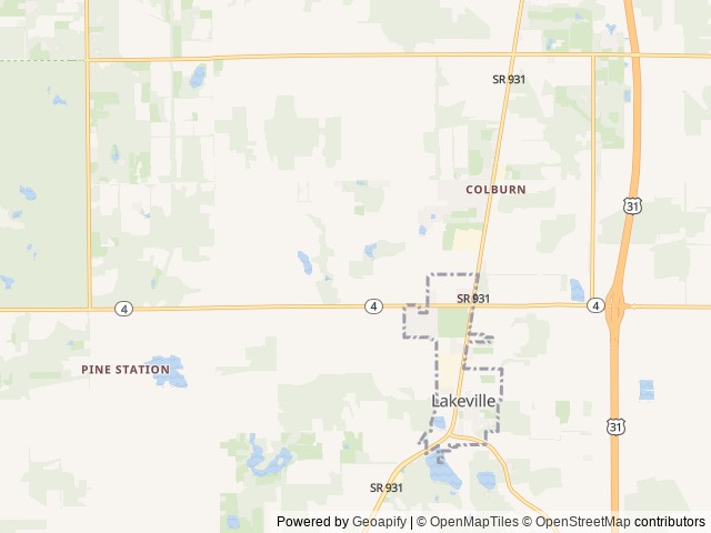 Map of Maple Ridge Campground location at Lakeville, IN, United States