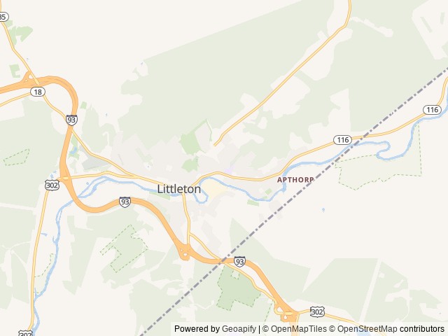 Map of Little town campground location at Littleton, NH, United States