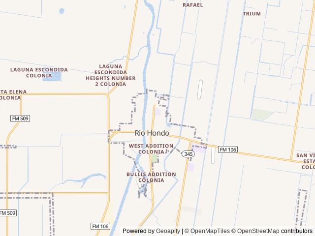 Map for Hide Away at Deep River Pier RV Rental near Harlingen, TX