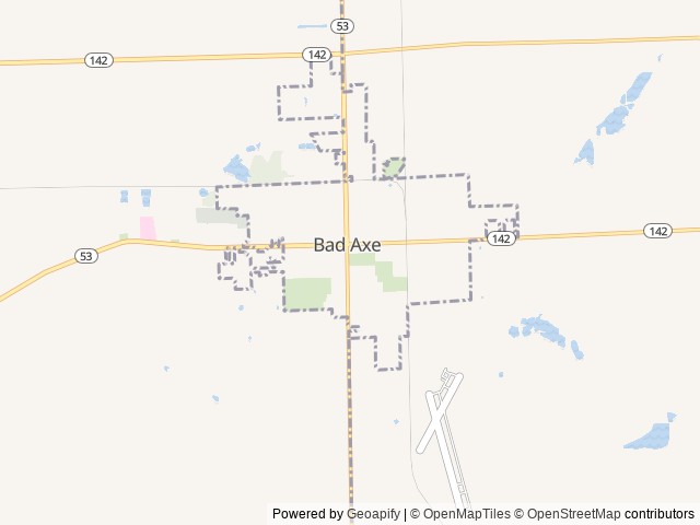 Map of Huron County Road Commission location at Bad Axe, MI, United States