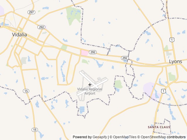 Map of Runway Retreat RV Resort location at Vidalia, GA, United States