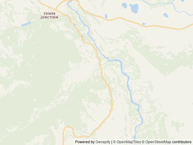 Map of Tower Fall Campground location at Yellowstone, WY, United States