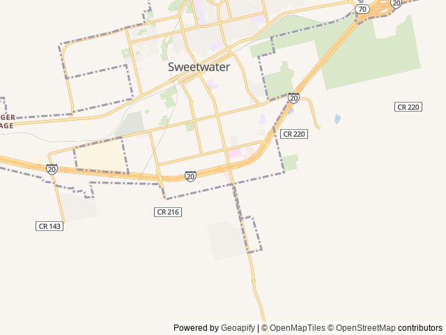 Map of Lamar RV Park location at Sweetwater, TX, United States