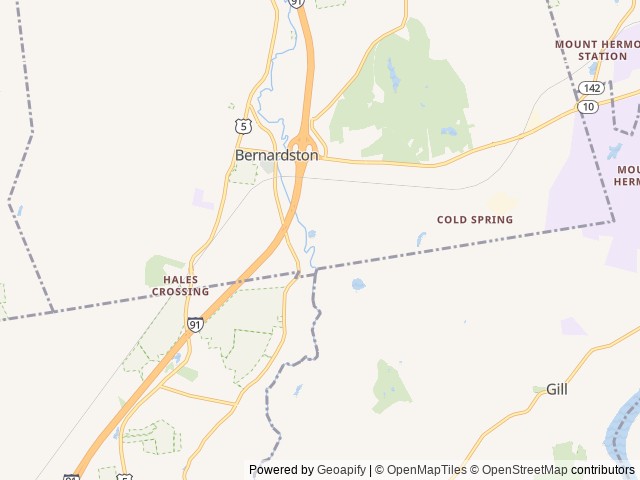 Map of Travelers Woods of New England location at Bernardston, MA, United States