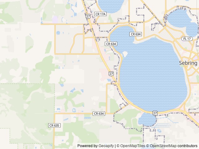 Map of Sunny Pines RV/MH Park location at Sebring, FL, United States