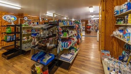 Interior photo of the campground store showing supplies and amenities — useful facility image (from the Contact/Store page on the site).