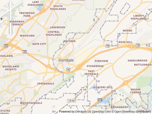 Map for Kevin's Luxury Moon Buggy near Irondale, AL