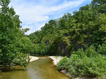 West Fork Black River showing clear water and gravel bar