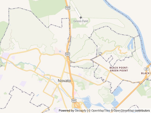 Map of Novato RV Park location at Novato, CA, United States