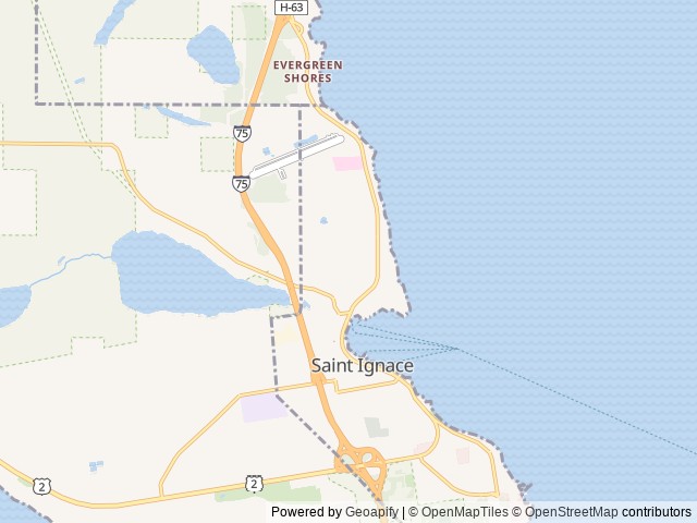 Map of Tiki RV Park & Campground location at St. Ignace, MI, United States