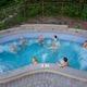 An overhead view of the hot tub