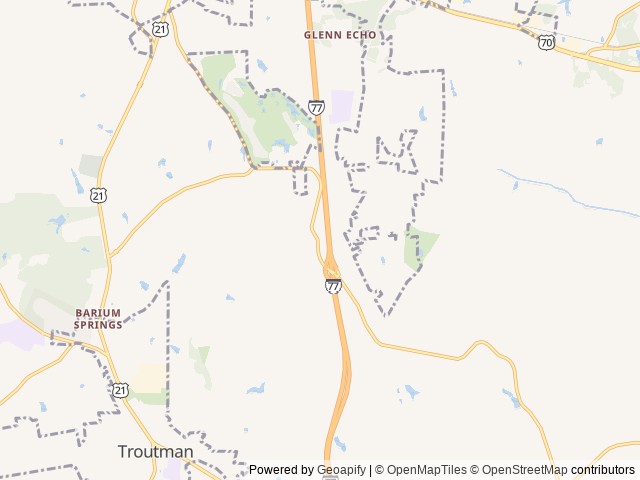 Map of Statesville RV Park I-77 location at Statesville, NC, United States