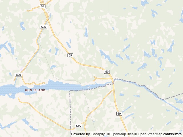 Map of Magnetawan River Resort location at Britt, ON, Canada