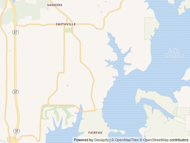 Map of Lake Monroe Village location at Bloomington, IN, United States