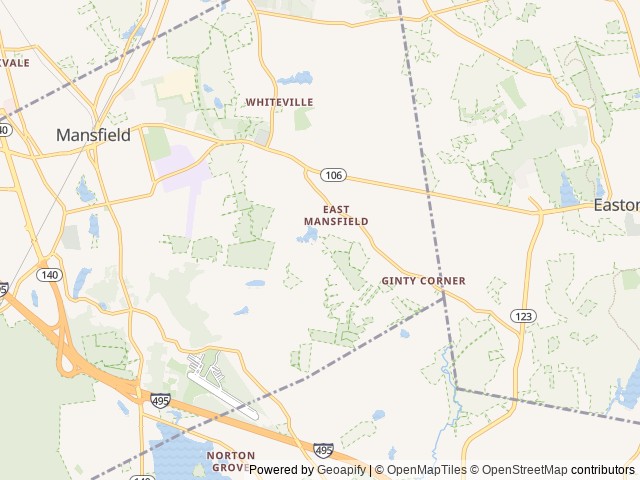 Map of Canoe River Campground location at Mansfield, MA, United States