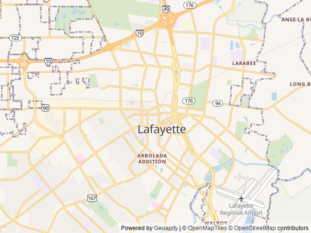 Map of Acadiana Beer Garden location at Lafayette, LA, United States