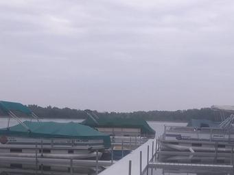 Dock and covered boats on the water — shows marina/boat docking facilities associated with the property’s waterfront.