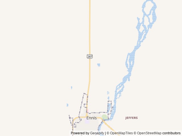 Map of Ennis RV Park by Starry Night Lodging location at Ennis, MT, United States