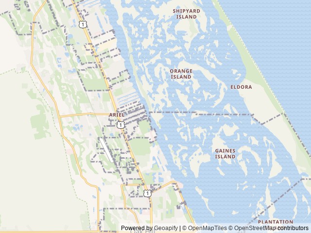 Map of Indian Mound Fish Camp location at Oak Hill, FL, United States