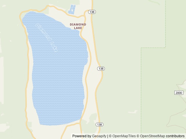 Map of Diamond Lake location at Idleyld Park, OR, United States