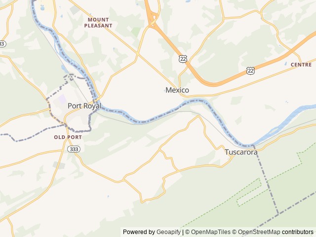 Map of Buttonwood Campground location at Mifflintown, PA, United States