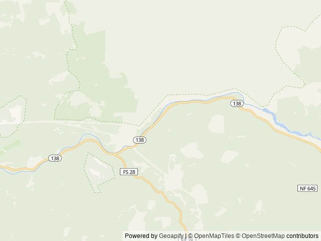 Map of Boulder Flat Campground location at Glide, OR, United States