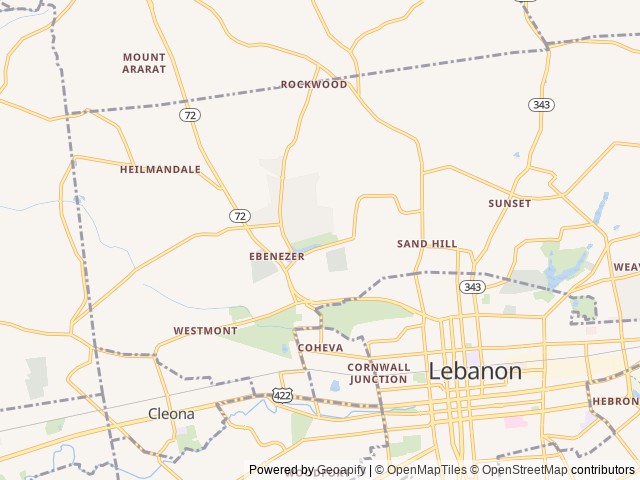 Map for close to HERSHEY PARK and HERSHEY CAMPGROUND near Lebanon, PA
