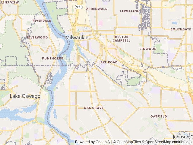 Map of Elks 142 RV Park location at Milwaukie, OR, United States