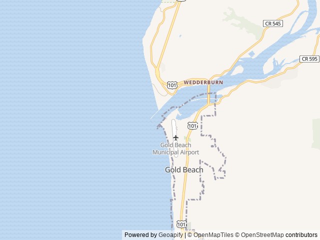 Map of Oceanside RV Park location at Gold Beach, OR, United States