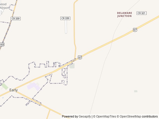 Map of CC RV Park location at Early, TX, United States