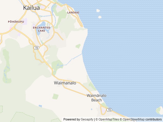 Map of Bellows Field Beach Park Campsite location at Waimanalo, HI, United States