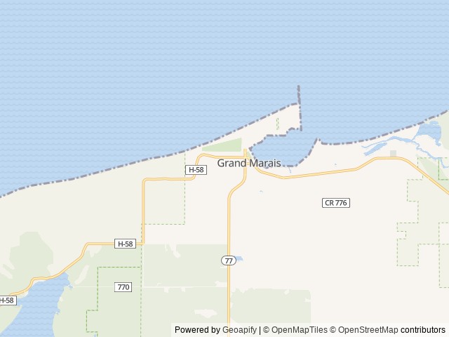 Map of Woodland Park Campground location at Grand Marais, MI, United States
