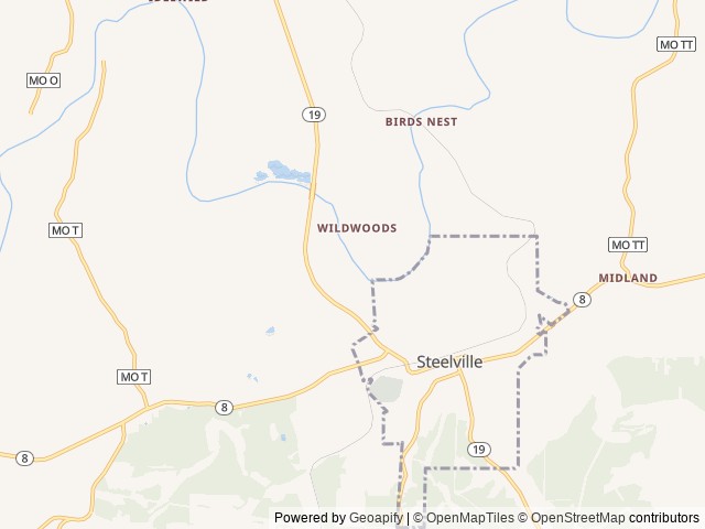 Map of Cobblestone Lodge location at Steelville, MO, United States