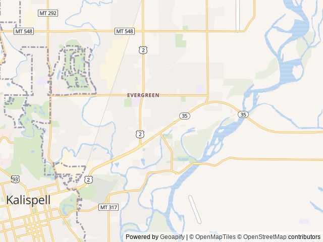 Map for NYK Adventure Bus near Evergreen, MT