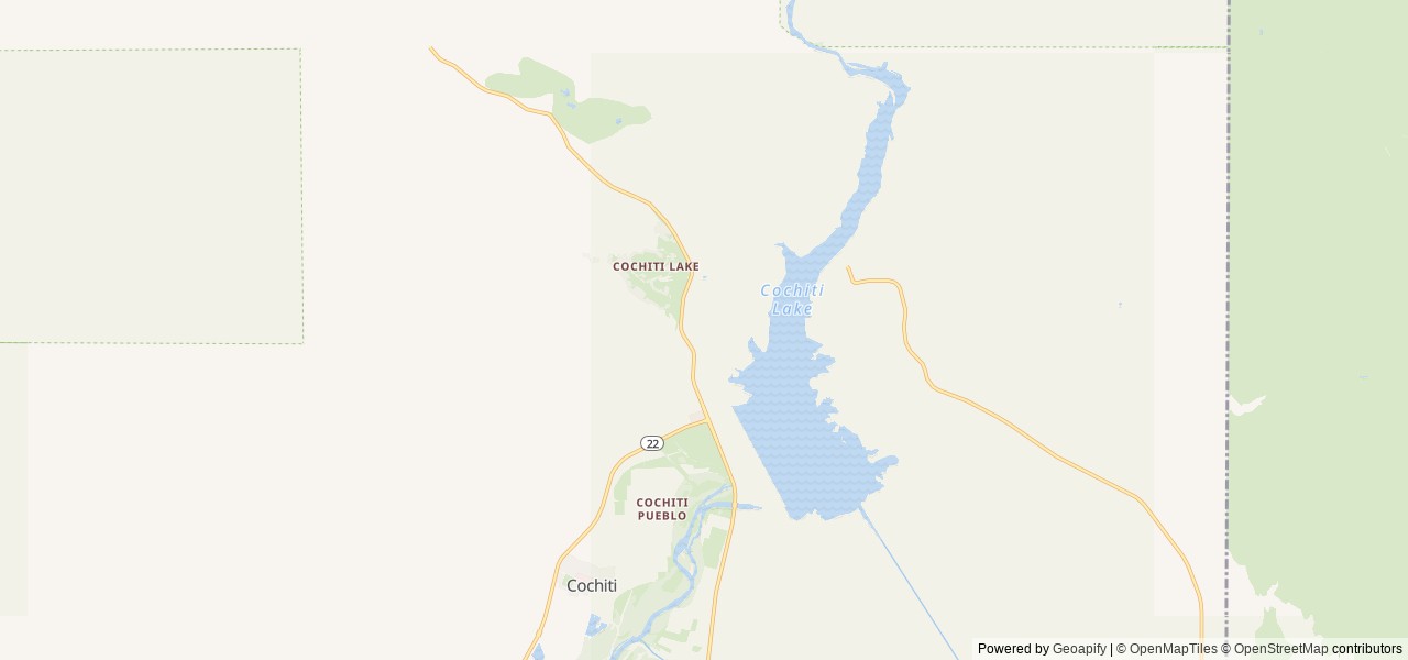 Map of Cochiti Campground location at Pena Blanca, NM, United States