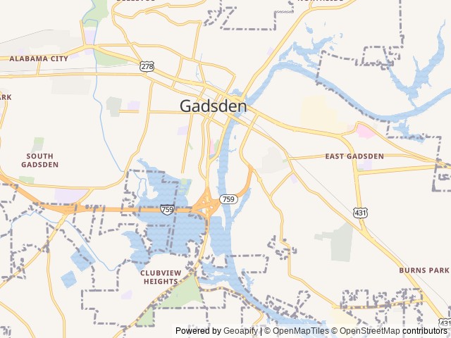 Map for Luxury Camping w/ All the Extras near Gadsden, AL