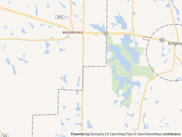 Map of The Trolley Stop RV Park location at Enigma, GA, United States