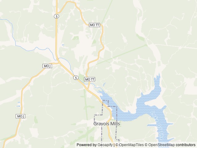 Map of Oasis RV Park location at Versailles, MO, United States