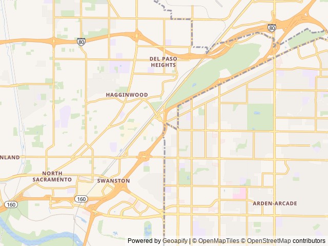 Map of Sacramento Shade RV Park location at Sacramento, CA, United States