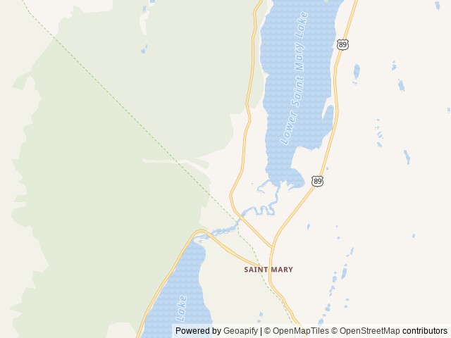 Map of St. Mary / East Glacier KOA Holiday location at St Mary, MT, United States