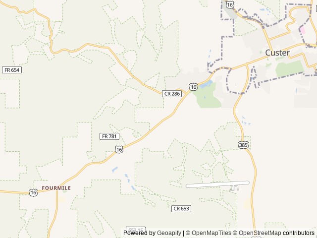Map of Big Pine Campground location at Custer, SD, United States