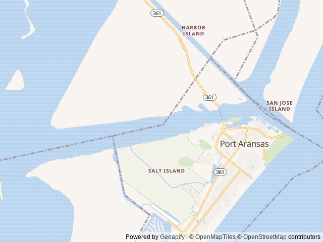 Map of Sailfish RV Resort location at Port Aransas, TX, United States