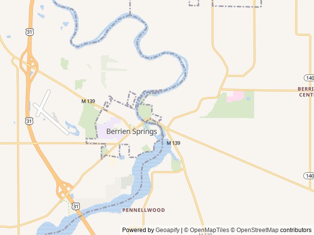 Map of Shamrock Park RV Park location at Berrien Springs, MI, United States